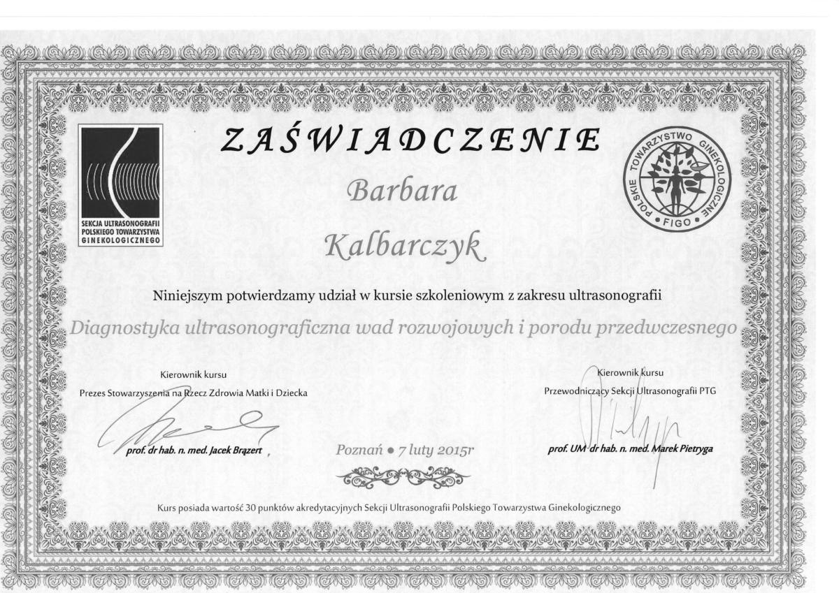 Diagnostyka ultrasonograficzna wad rozwojowych i porodu przedwczesnego