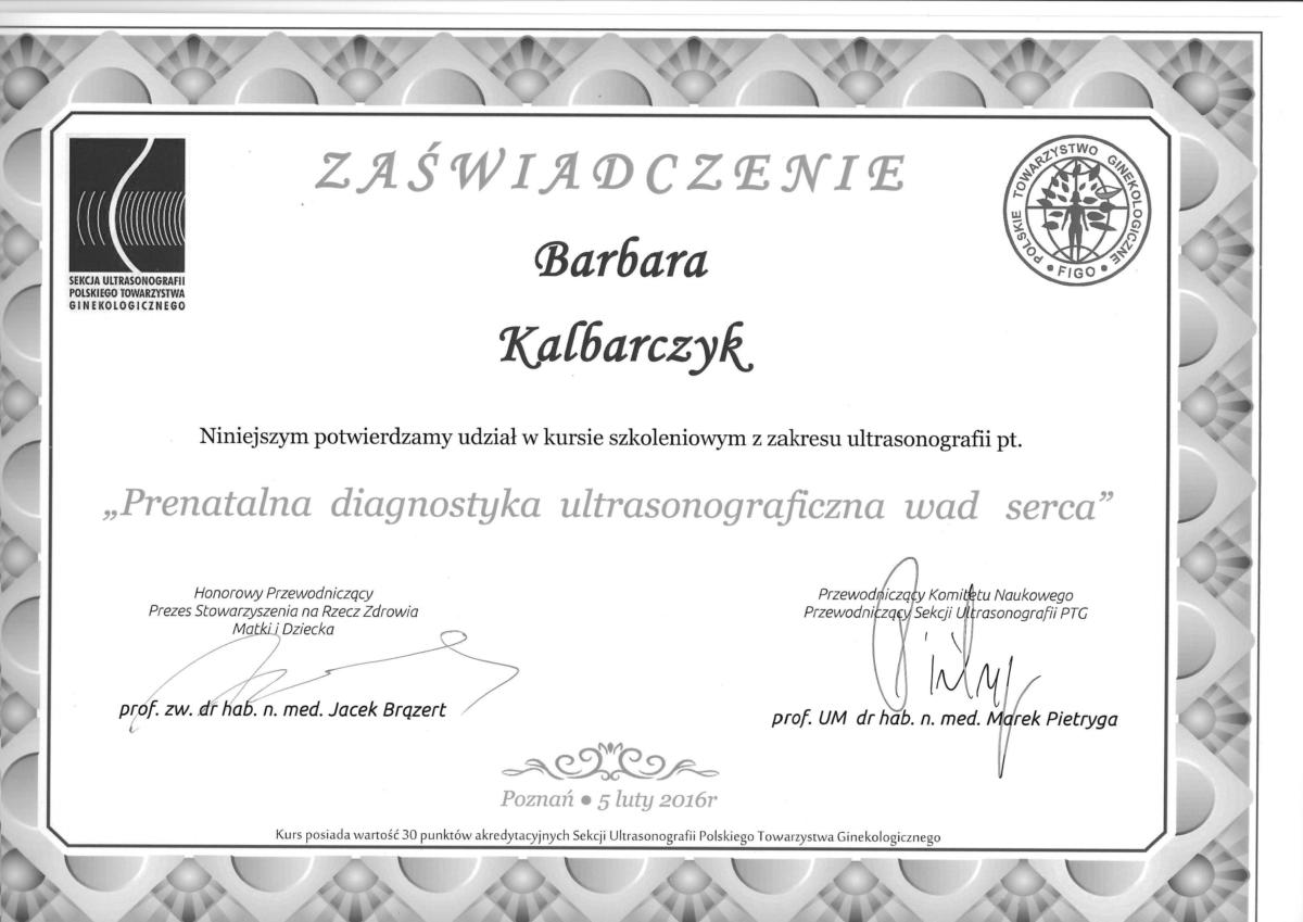 prenatalna diagnostyka ultrasonograficzna wad serca